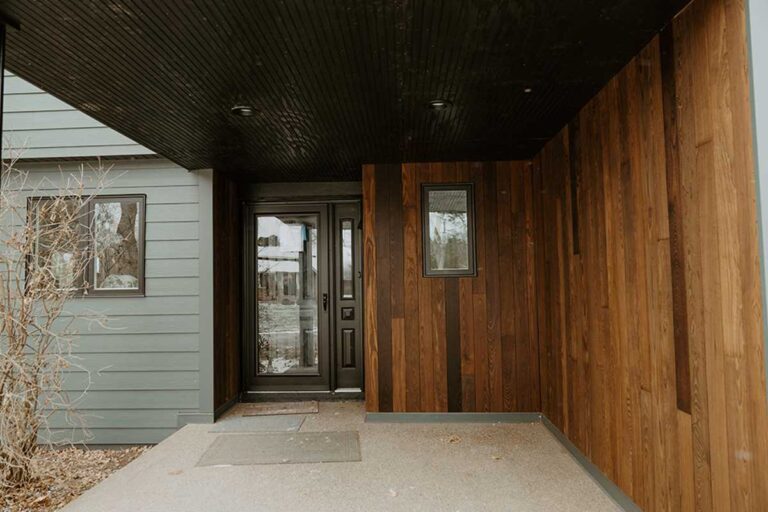 black marvin fiberglass windows and thermally modified wood in eden prairie