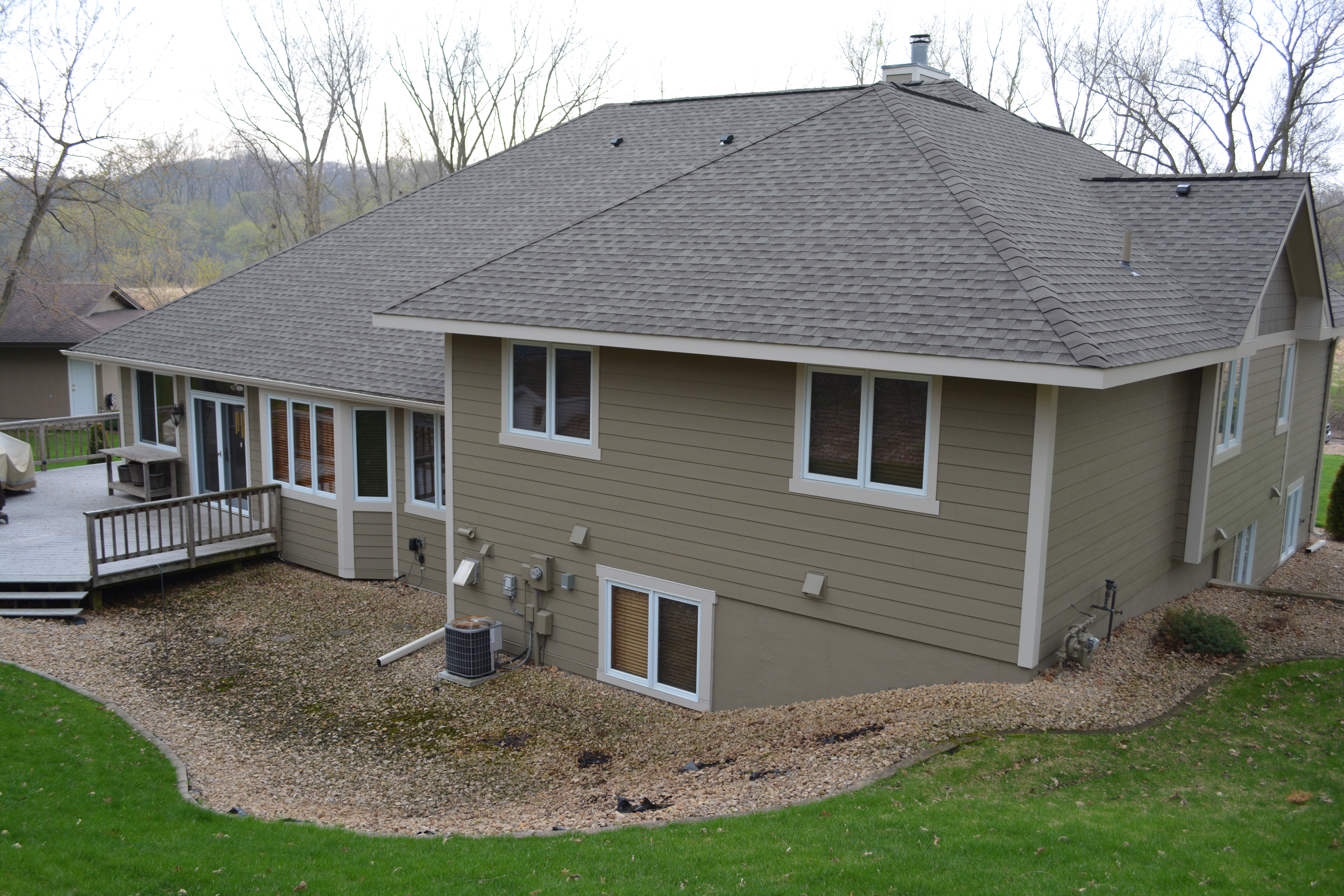 Rear elevation asphalt shingle roof replacement Minnetonka MN roofing company